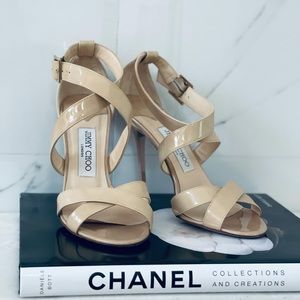 JIMMY CHOO Louise nude patent leather heels EU38 US 7.5